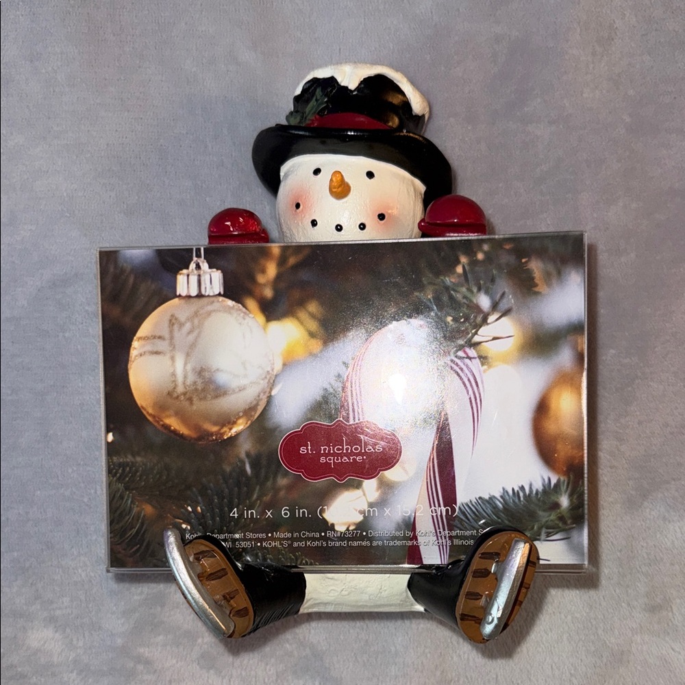 St. Nicholas Square Snowman Photo Holder - Red, Black, White